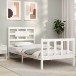 vidaXL Cadre de lit avec tête de lit blanc simple bois massif