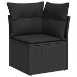 vidaXL Salon de jardin 11 Pièces avec coussins noir résine tressée