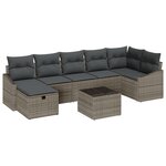 vidaXL Ensemble de canapé de jardin 8 pièces avec coussins Gris en Poly Rattan