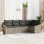 vidaXL Ensemble de canapé de jardin 5 Pièces Gris clair Poly rotin