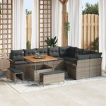 Ensemble de Canapé de Jardin vidaXL 12 Pièces avec Coussins Gris Rattan Poly Acacia