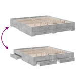 vidaXL Cadre de lit avec tiroirs sans matelas gris béton 180x200 cm