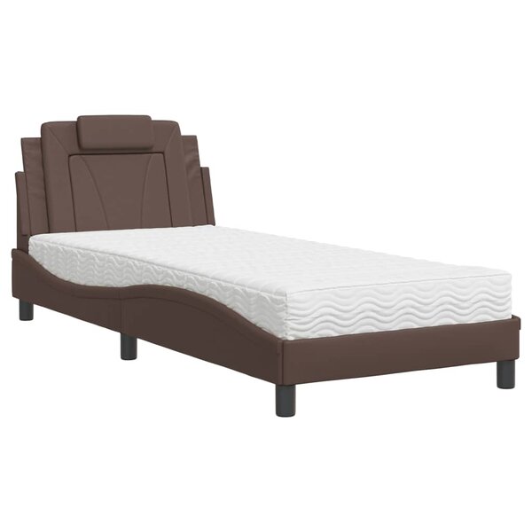 vidaXL Lit avec matelas marron 80x200 cm similicuir