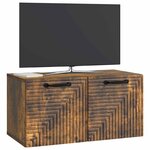 vidaXL Meuble TV mural Chêne fumé 59 5 x 31 x 30 cm Bois d'ingénierie
