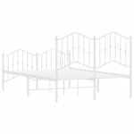 vidaXL Cadre de lit métal sans matelas et pied de lit blanc 120x190 cm