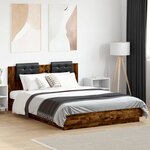 vidaXL Cadre de lit avec LED sans matelas chêne fumé 150x200 cm
