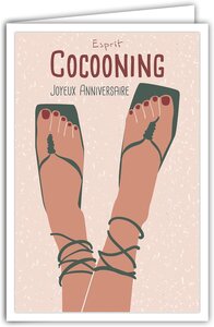 Carte Joyeux Anniversaire avec Enveloppe - Femmes - Mini Posters Format 17x11 5cm - Esprit Cocooning Sandales Nu-pieds Rétro Vintage - Fabriquée en France