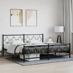 vidaXL Cadre de lit métal avec tête de lit/pied de lit noir 200x200 cm