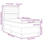 vidaXL Lit à ressorts avec matelas Gris foncé 190 x 90 cm tissu
