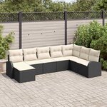 vidaXL Ensemble de canapé de jardin 8 Pièces Noir et blanc Poly rotin