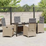 vidaXL Ensemble de salle à manger pour jardin 5 Pièces Beige polyrotin