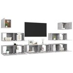 vidaXL Ensemble de meubles TV 7 Pièces Gris béton Bois d'ingénierie