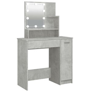 vidaXL Coiffeuse avec LED Gris béton 86 5x35x136 cm
