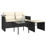 vidaXL Salon de jardin 3 Pièces avec coussins noir résine tressée
