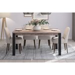 Table à manger EMILE 6 personnes - Mélamine chêne brun tabac et noir mat - 160 x 90 x 77 cm