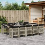 vidaXL Ensemble à manger de jardin 11Pièces avec coussins gris poly rotin