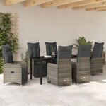 vidaXL Set de jardin 7 pièces avec coussins beige en poly rattan