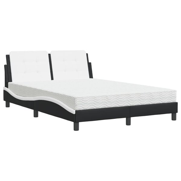 vidaXL Lit avec matelas noir et blanc 120x200 cm similicuir
