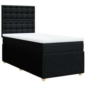 vidaXL Sommier à lattes de lit et matelas Noir 80x200 cm Tissu