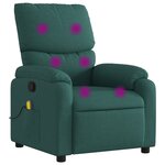 vidaXL Fauteuil inclinable de massage vert foncé tissu
