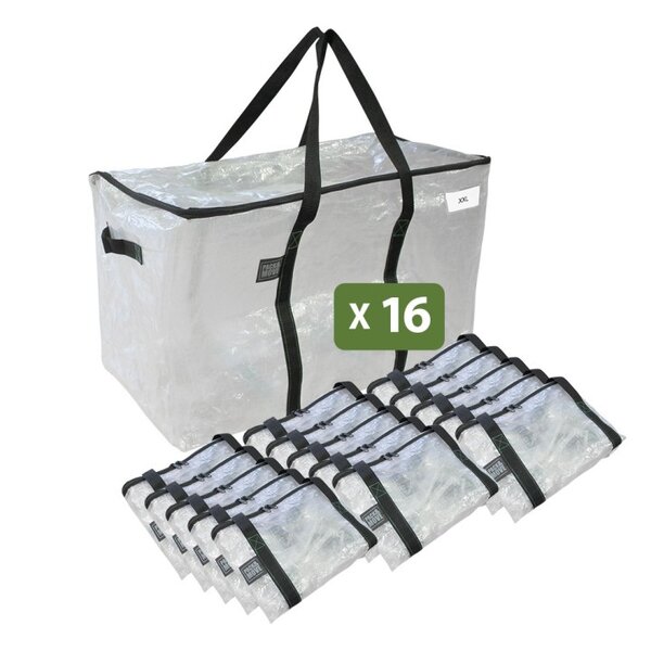Pack and Move - Lot 16 Grands Sacs Déménagement transparent  Rangement Et Transport Ultra Résistant - Réutilisable - Poignées Solides - 100L