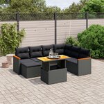 vidaXL Salon de jardin 8 Pièces avec coussins noir résine tressée