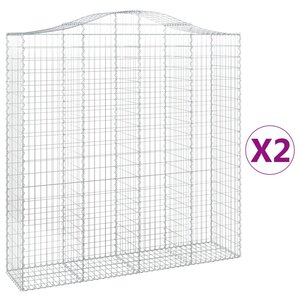 vidaXL Paniers à gabions arqués 2 Pièces 200x50x200/220 cm Fer galvanisé