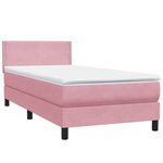 vidaXL Sommier à lattes de lit avec matelas rose 100x220 cm velours