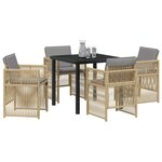 vidaXL Ensemble de salle à manger pour jardin 5 Pièces Beige Poly rotin