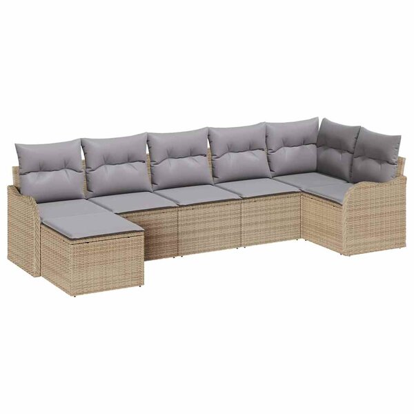 vidaXL Ensemble de canapé de jardin 7 Pièces beige et gris clair