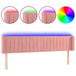vidaXL Tête de lit à LED Rose 183x16x78/88 cm Velours