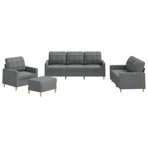 vidaXL Ensemble de canapés 4 Pièces avec coussins Gris foncé Tissu