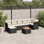 vidaXL Salon de jardin 8 Pièces avec coussins noir résine tressée
