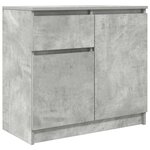 vidaXL Buffet avec tiroir gris béton 71x35x65 cm bois d'ingénierie
