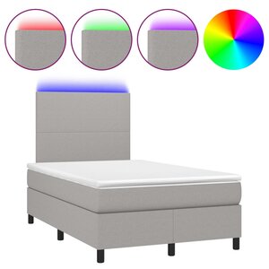 vidaXL Sommier à lattes de lit et matelas et LED Gris clair 120x200 cm
