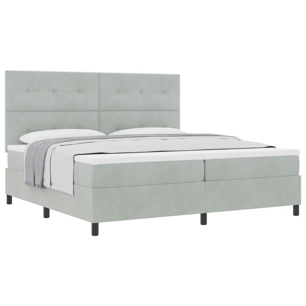 vidaXL Lit à ressorts avec matelas Gris clair 200 x 200 cm tissu