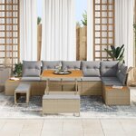 vidaXL Ensemble de canapé de jardin 9 Pièces Beige et Gris clair