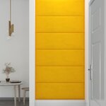 vidaXL Panneaux muraux 12 Pièces Jaune 90x30 cm Velours 3 24 m²