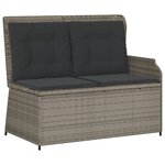 vidaXL Salon de jardin avec coussins 3 Pièces gris résine tressée