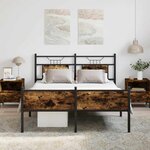 vidaXL Cadre de lit sans matelas chêne fumé 140x190 cm bois ingénierie