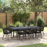 vidaXL Ensemble de salle à manger pour jardin 9 Pièces Noir Poly rotin