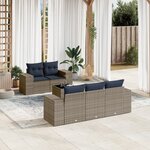 vidaXL Salon de jardin 6 Pièces avec coussins gris résine tressée