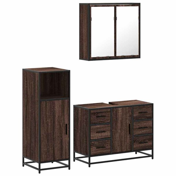 vidaXL Ensemble de meubles de salle de bain 3 Pièces Chêne marron