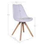 2 chaises de table à manger en cuir blanc à pieds en bois
