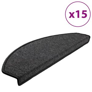 vidaXL Tapis d'escalier 15 pièces 65 x 24 x 4 cm Anthracite Demi-rond Grand