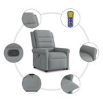 vidaXL Fauteuil de massage inclinable Gris clair Tissu