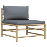 vidaXL Canapé de milieu de jardin avec coussins gris foncé Bambou