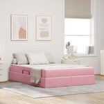 vidaXL Lit avec rangement et matelas Rose 140 x 200 cm Velours