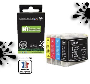 LC960 / LC970 / LC1000 - Pack de 4 Cartouches D'encre Noir/Cyan/Magenta/ Jaune - Grande capacité