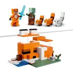 Lego 21178 minecraft le refuge du renard  jouet de construction maison  enfants des 8 ans  set avec figurines zombie  animaux